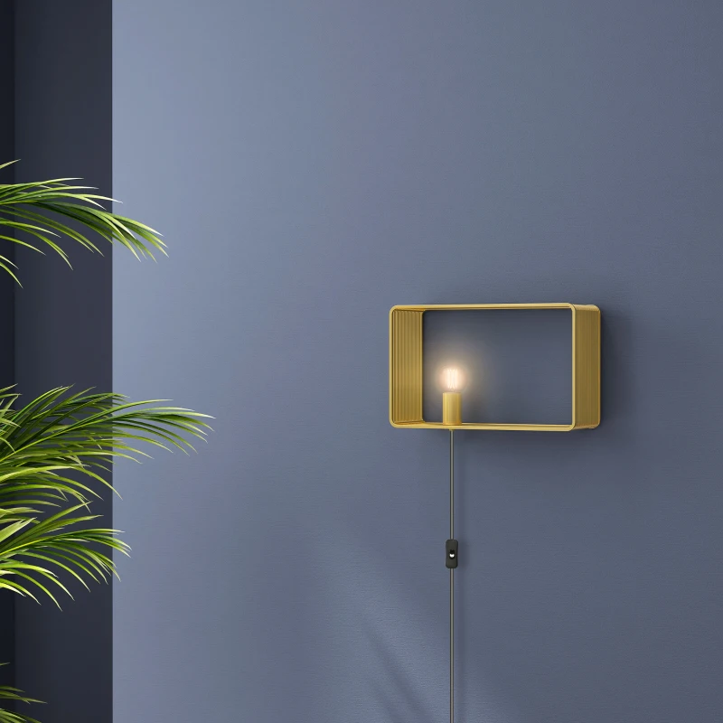 HOMCOM Wandleuchte im Vintage-Design, Wandlicht, E 27 Fassung, 40 W.  Kippschalter, Goldfarben