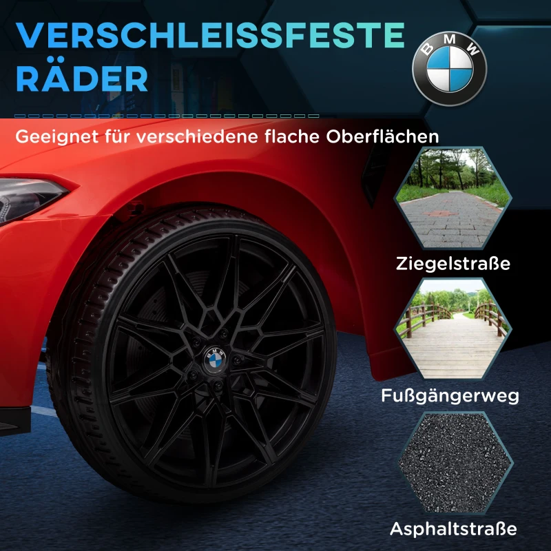 AIYAPLAY Elektro Kinderauto BMW M4, Sound & Licht, 3-5 km/h, inkl. Fernsteuerung, für 3-5 Jahre, Rot(m-9)
