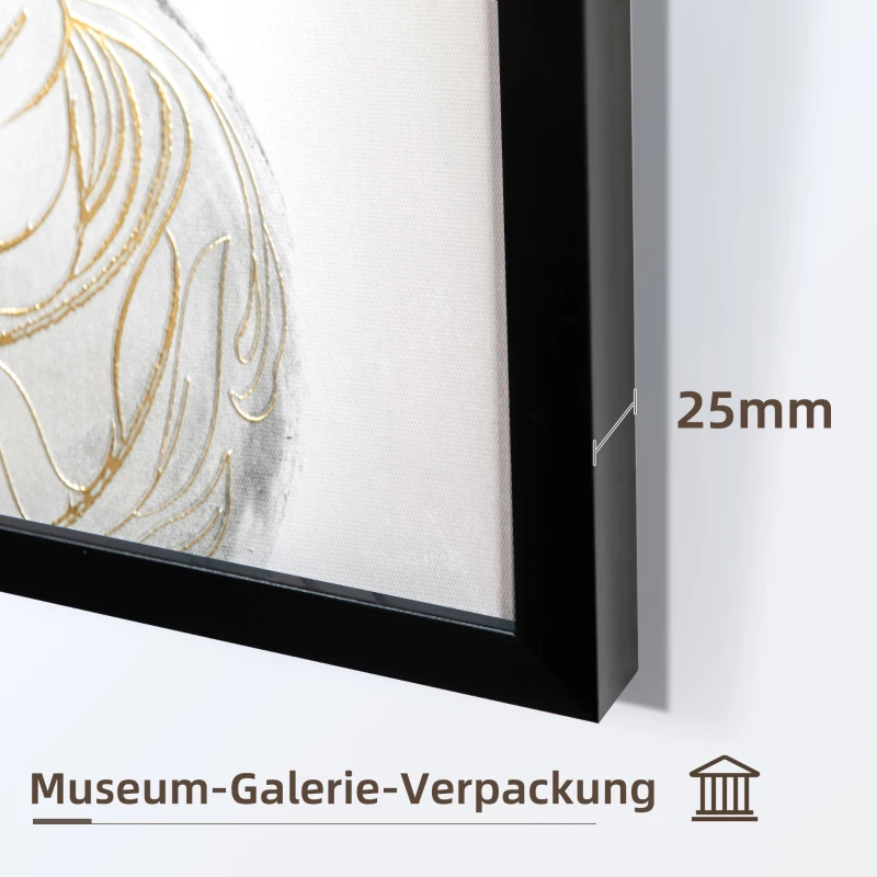 HOMCOM Kunstdruck mit einem meditierenden Buddha, UV-Druck, Prägetechnik, inkl. Montagematerial, 83 cm x 2,5 cm x 83 cm