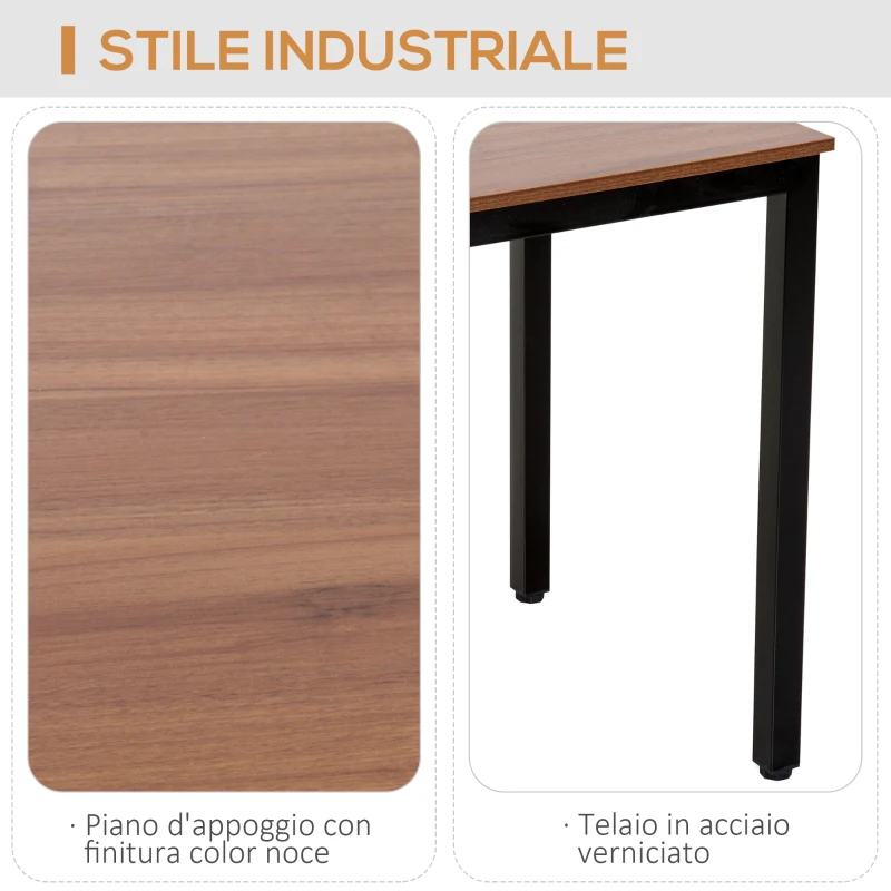 HOMCOM Scrivania Tavolo per Computer da Ufficio, Tavolo da Pranzo per Camera in Truciolato, 120×60×74 cm, color Noce