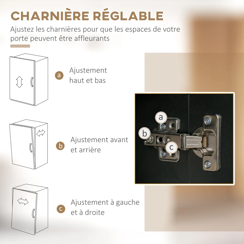 HOMCOM Buffet haut design industriel multi-rangement - 3 portes avec étagère, tiroir, niche, grand plateau - métal noir