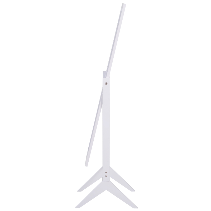 HOMCOM Standspiegel Ganzkörperspiegel Schminkspiegel Erhöhte Füße Pflegeleicht MDF Weiß 47 x 46 x 148 cm