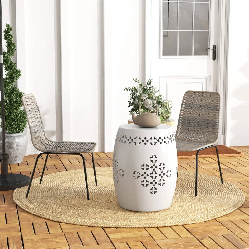 HOMCOM Set 2 Sedie da Giardino e Interno Stile Boho con Schienale Basso e Rivestimento in Rattan PE, Giallo