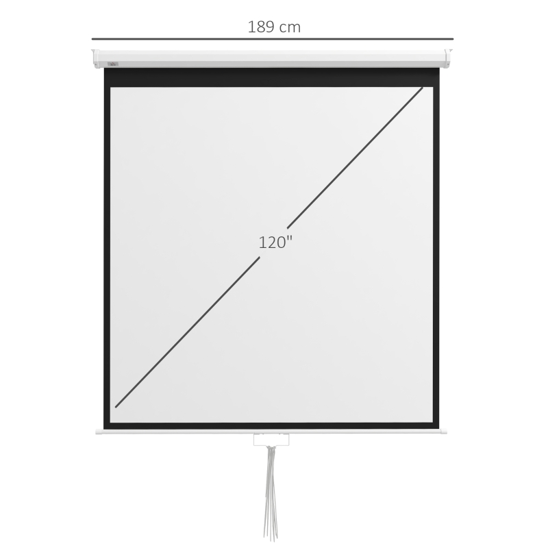 HOMCOM Pantalla de Proyección Portátil 99 Pulgadas Formato 1:1 para Interior y Exterior Cine en Casa Patio 178x178 cm Blanco