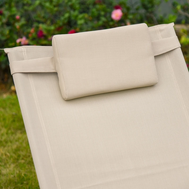 Outsunny Schaukelstuhl Schwingsessel Gartenstuh Schaukelliege Metall Mesh Beige 150 x 62 x 88 cm