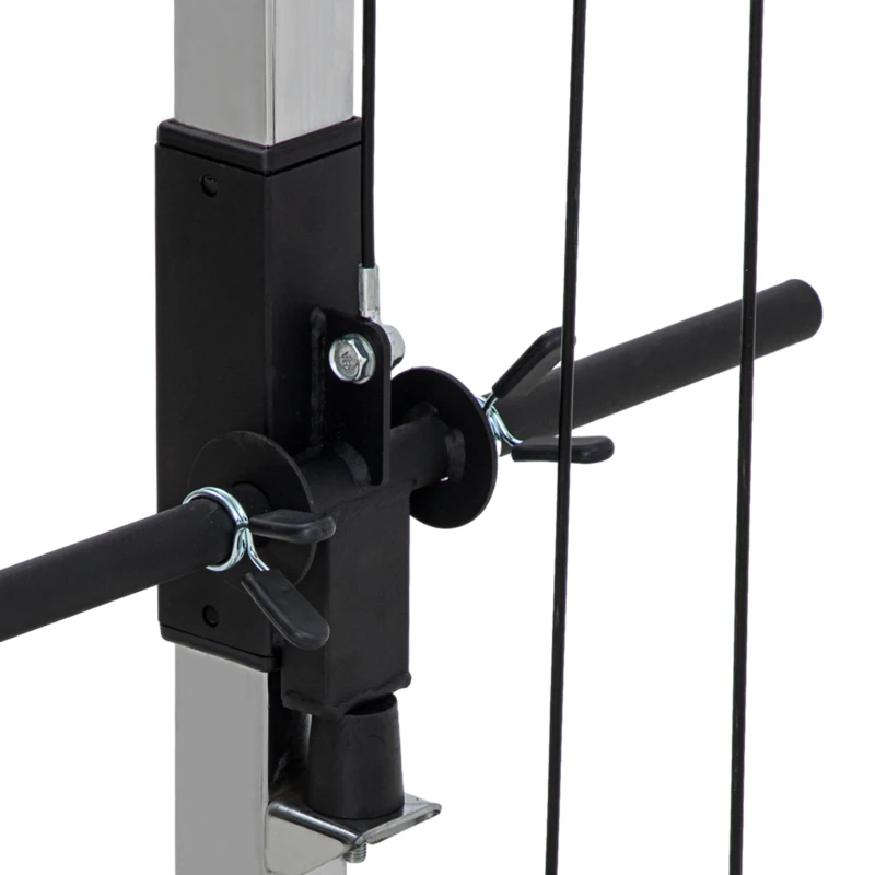 SPORTNOW Appareil de musculation double poulie vis à vis crossover, charge libre avec haltère 2 x 50kg dim. 245L x 85l x 207H cm(m-7)