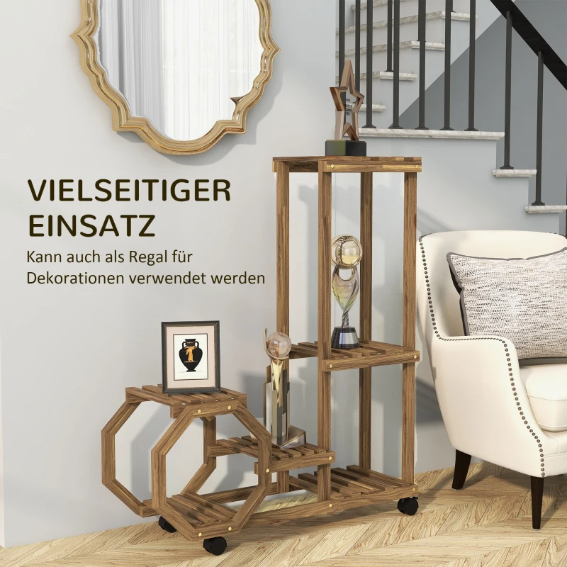 Outsunny Blumenregal, 6 Regalböden, mobil, Indoor & Outdoor, 86 x 30 x 102cm, Dunkelbraun