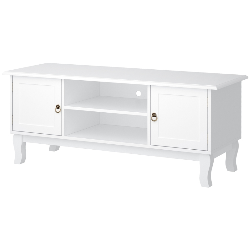 HOMCOM Mobile Porta Tv Bianco Opaco Classico con Ante in Legno per TV 50'' 120×45×50.5cm