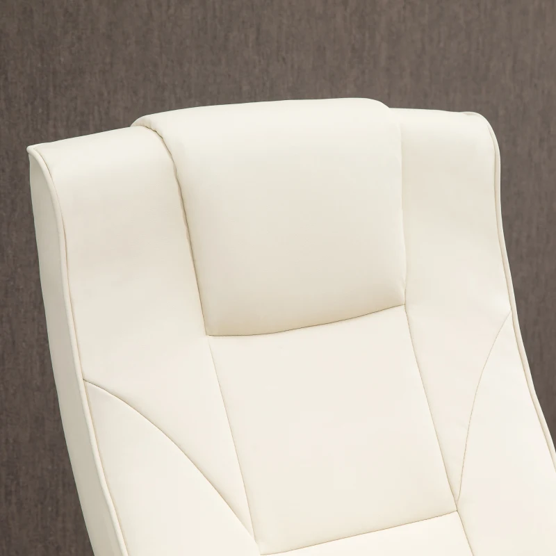 HOMCOM Massagesessel, mit Fußhocker, 10 Massagepunkte, Liegefunktion, drehbarer Sitz, Cremeweiß, 73 x 83 x 106cm