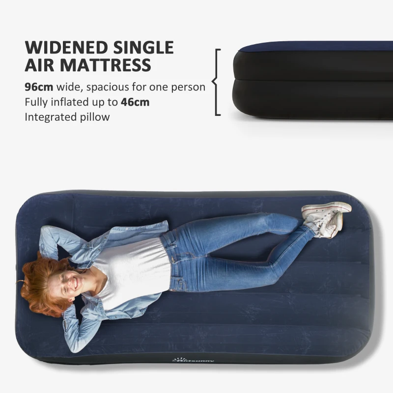Outsunny Single Air Bed with Built-in Electric Pump and Carry Bag