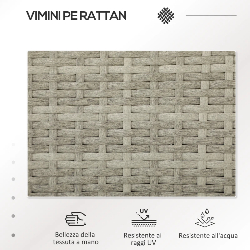 Outsunny Divanetto per Esterni 2 Posti con Tavolino da Caffè, in Acciaio e Rattan PE, 137x59x82 cm, Grigio e Crema