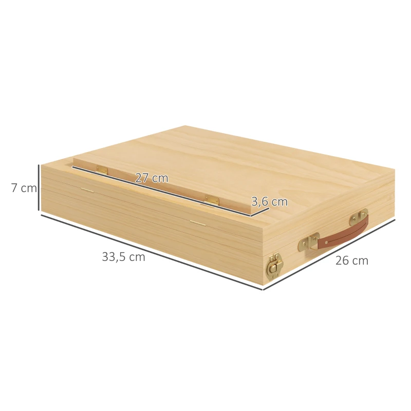 Vinsetto Caballete de Mesa de Madera Caja de Caballete de Pintura Plegable con Cajón y Altura Ajustable 33,5x26x26 cm Natural