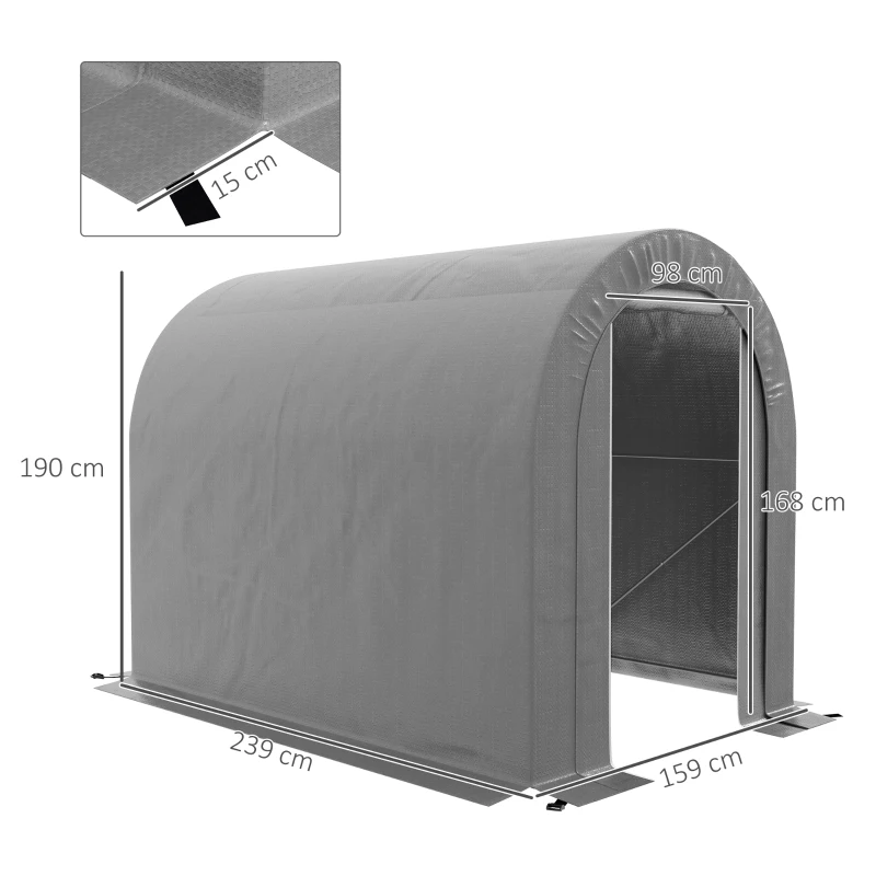 Outsunny Abri de jardin tente de rangement extérieur abri de vélo garage pour vélo bâche en PE cadre en métal galvanisé gris