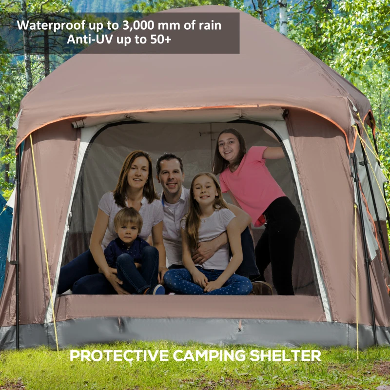 Outsunny 3-4 Man Two Room Camping Tent Dome Tent with Vestibule, UV50+ Cabin Tent with 3000 mm Water Column, Groundsheet, Portable Carry Bag, for Travel, Hiking, Sport