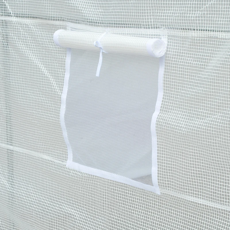 Outsunny Serre de Jardin Tunnel Surface Sol 7 m² 3,5L x 2l x 2H m châssis Tubulaire renforcé 18 mm 6 fenêtres Blanc