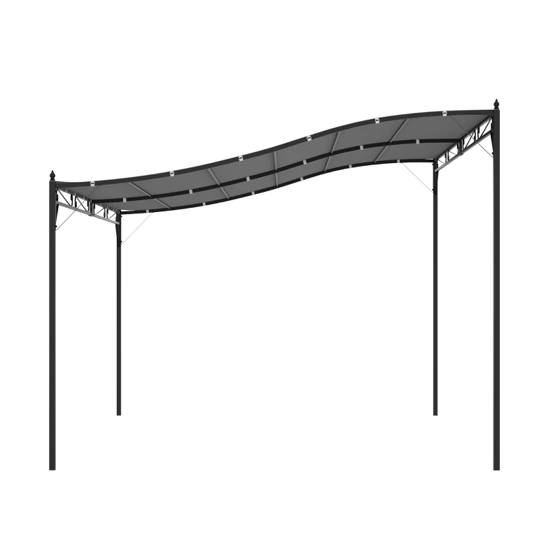 Outsunny 4 x 3 Meters Canopy Metal Wall Gazebo Awning Garden Marquee Shelter Door Porch - Grey