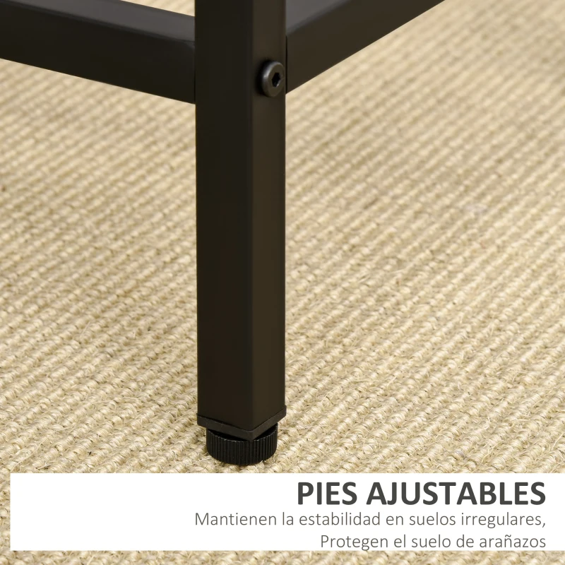 HOMCOM Set de Mesa Bar y 4 Taburetes Muebles Altos con Mesa de 100x60x88 cm y Taburetes de 32x32x57 cm Negro y Roble