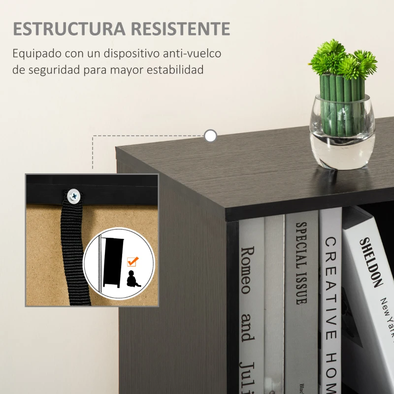 HOMCOM Estantería para Libros con 3 Estantes Abiertos y Cajón Librería Moderno para Almacenamiento Juguetes 40x30x129,5cm Negro