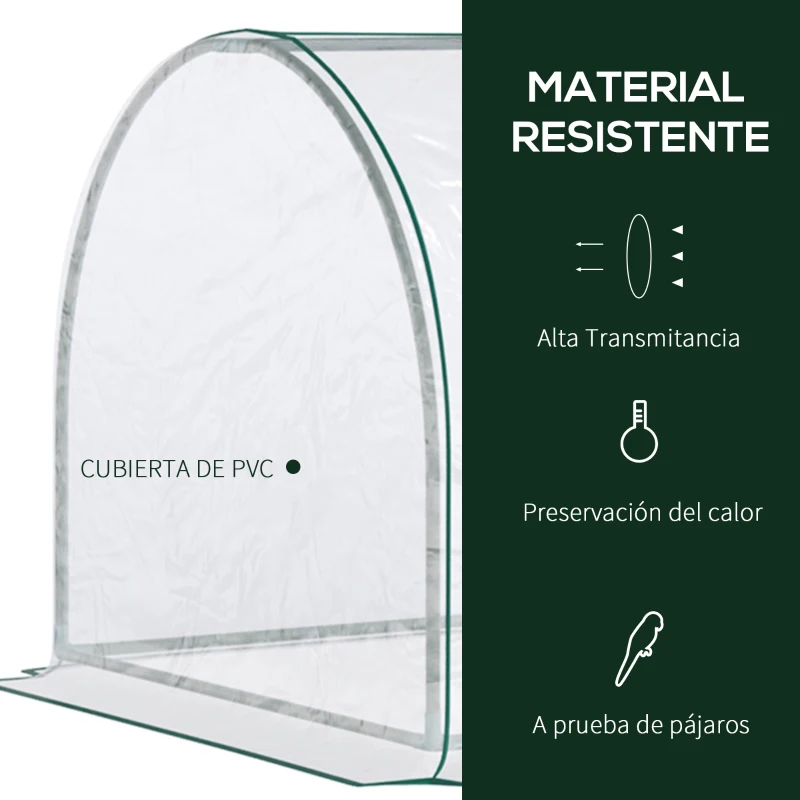 Outsunny Invernadero de Exterior 200x100x80 cm Invernadero de Jardín Tipo Túnel con Marco de Acero y Cubierta de PVC Invernadero Pequeño para Cultivo de Plantas Tomates Transparente