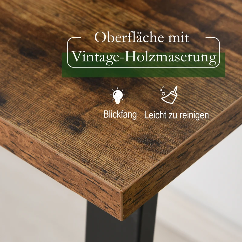 HOMCOM Schreibtisch, Computertisch, PC Tisch, Bürotisch,Industrie-Design, Spanplatte, Stahl, Braun 115 x 58 x 74,5 cm