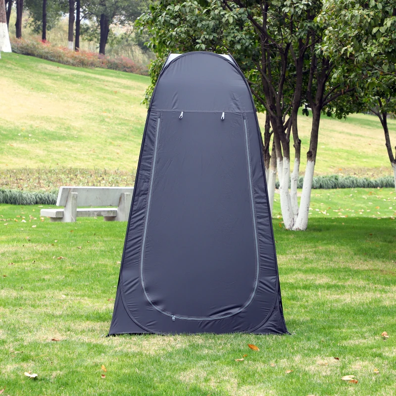 Outsunny Tienda de Ducha Portátil con Bolsa de Transporte para Baño Inodoro 120x120x190 cm Negro