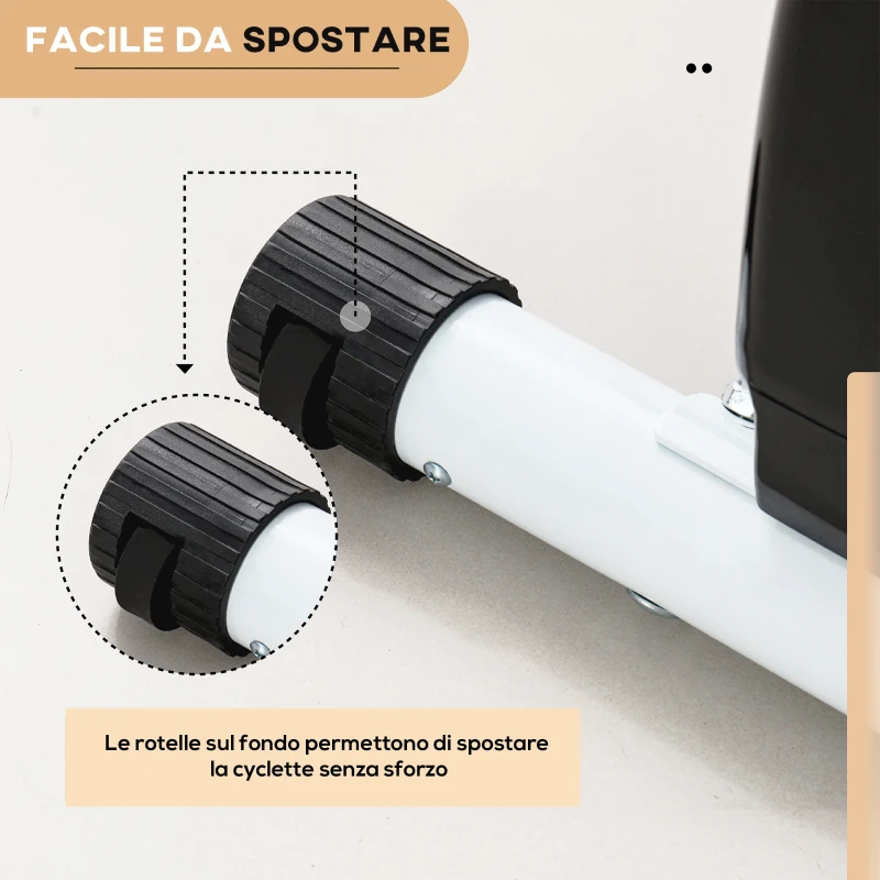 SPORTNOW Cyclette Pieghevole Magnetica 8 Livelli, Display LCD, Rotelle e Sellino Regolabile, Nero