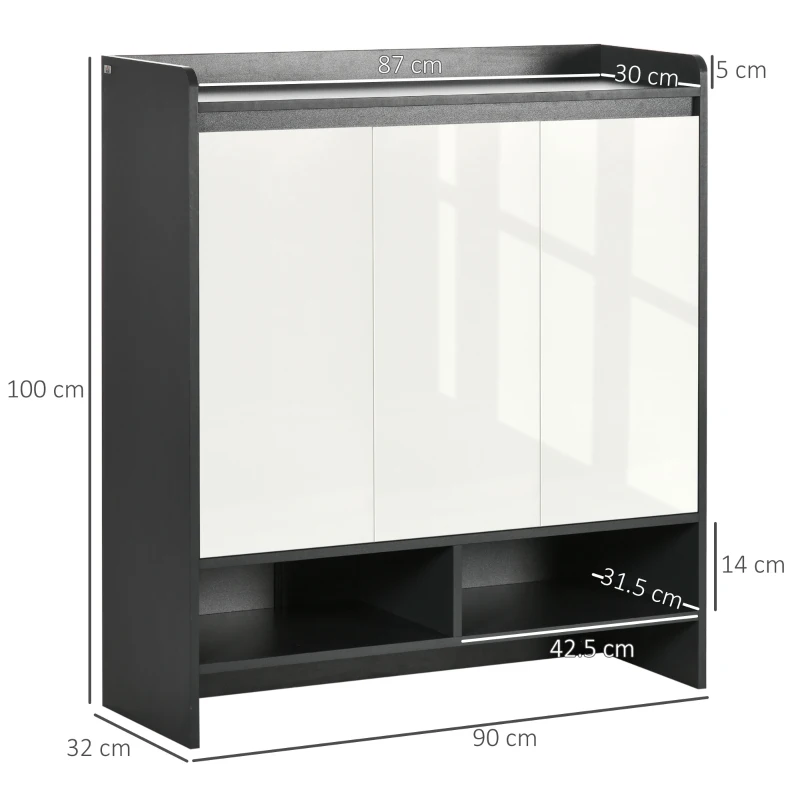 HOMCOM Mobile Scarpiera da Ingresso in Truciolato per 19 Scarpe con Ripiani Regolabili, 90x32x100 cm