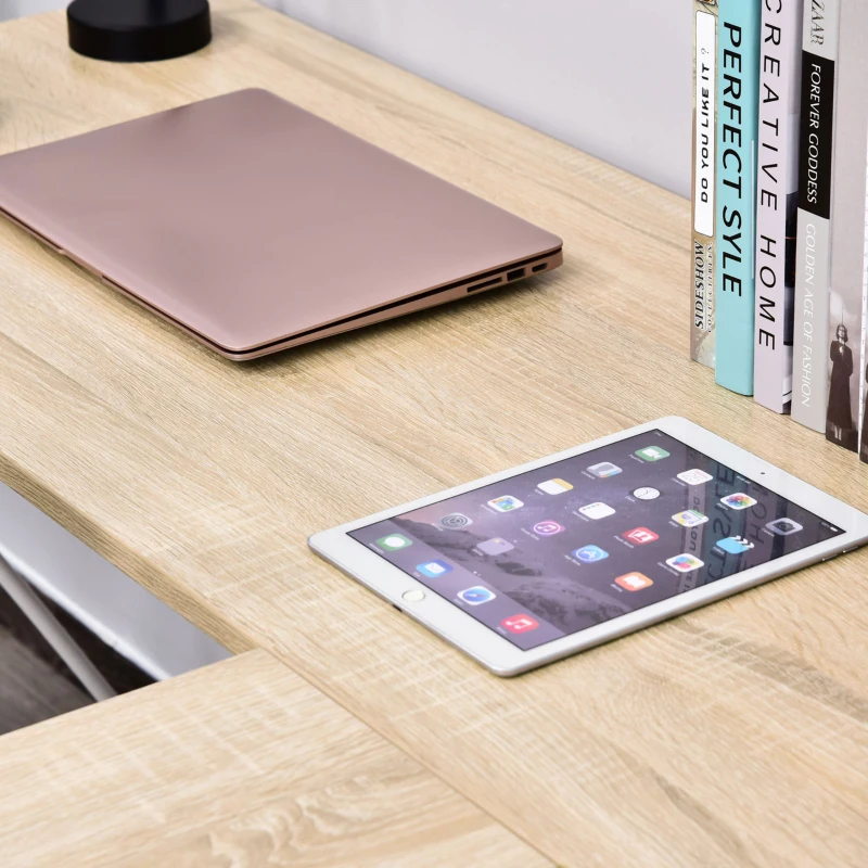 Vinsetto Escritorio en Forma de L Mesa para Oficina Mesa Esquinera con Marco de Metal para Estudio 142x142x76 cm Roble y Blanco