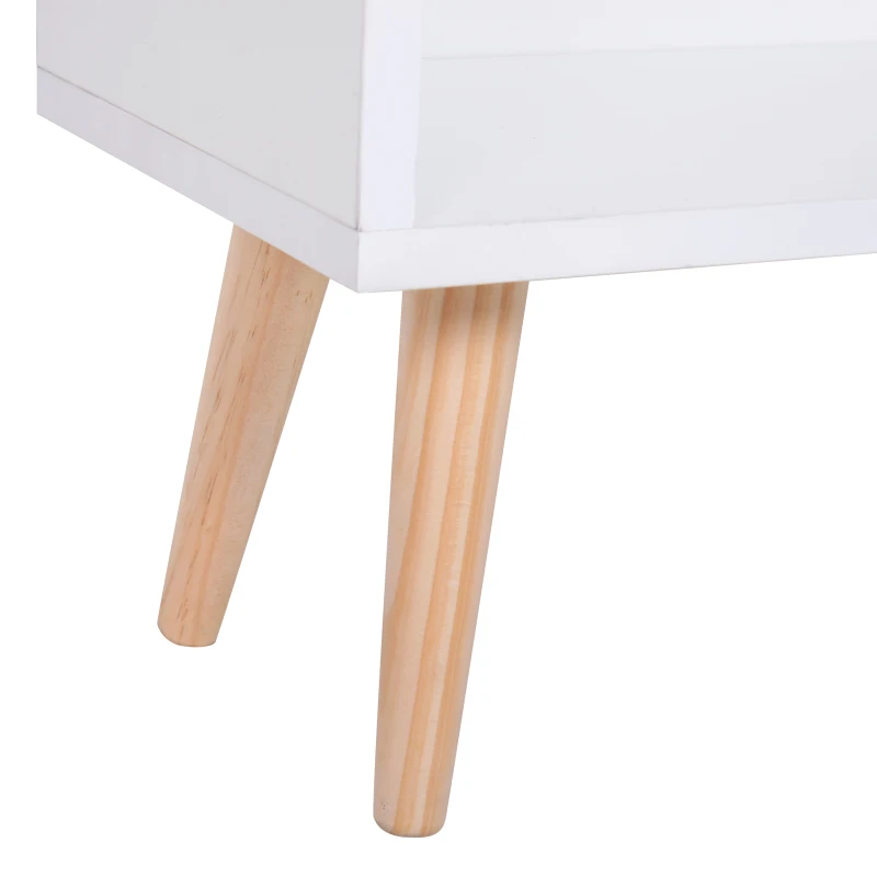 HOMCOM Sideboard Bookshelf Free Standing Bookcase Shelves Unit Display Storage Cabinet w/ Adjustable Shelves, Wooden Leg, Two Doors, White