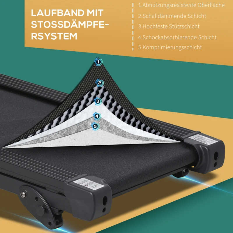 HOMCOM Elektrisches Laufband mit LCD-Display USB- und MP3-Player Faltbares Fitnessgerät 1-14 Km/h Stahl Schwarz 164 x 70 x 125 cm