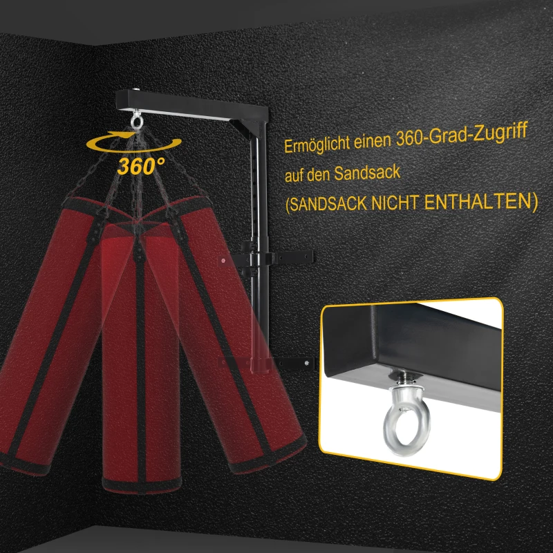 HOMCOM Boxsackhalterung Wandhalterung Boxsack Sandsack Halterung bis 100 kg Tragkraft 60-88cm höhenverstellbar Schwarz