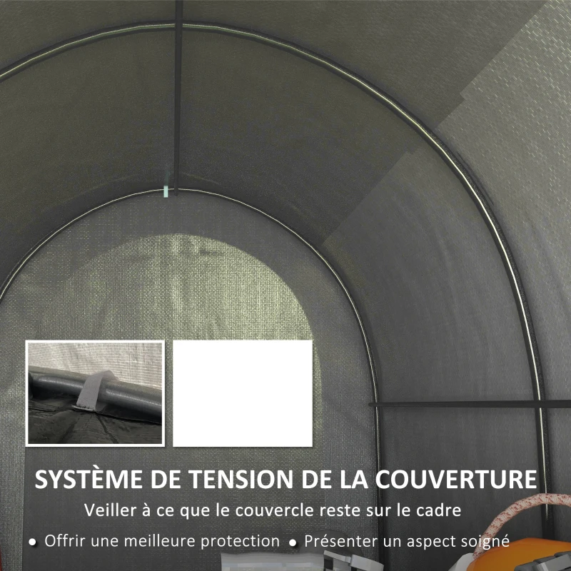 Outsunny Abri de jardin tente de rangement extérieur abri de vélo garage pour vélo bâche en PE cadre en métal galvanisé gris