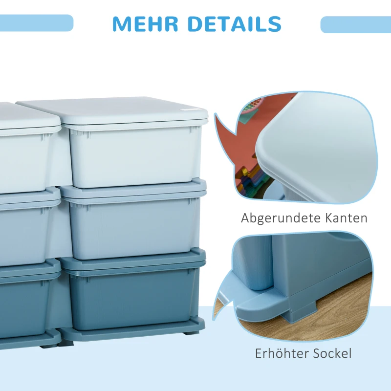 HOMCOM Aufbewahrungsbox für Kinder, Kinder-Aufbewahrungsbox, 3 Schubladen, Blau