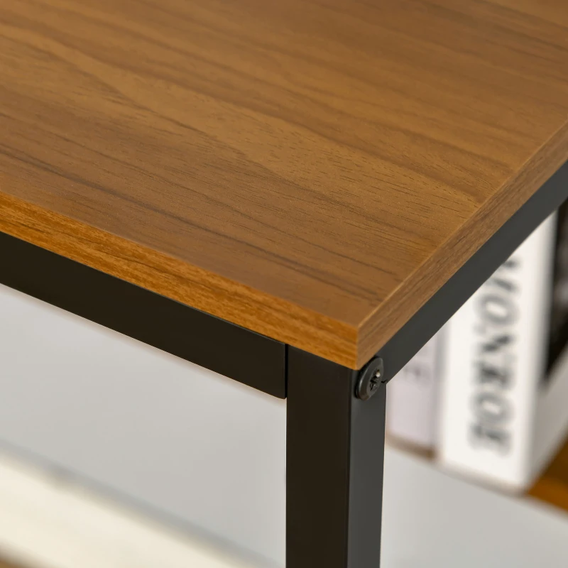 HOMCOM Industrial Computer Desk with Drawers and Storage Shelves, 140 x 50cm Home Office Desk, Study Table, Light Walnut Brown