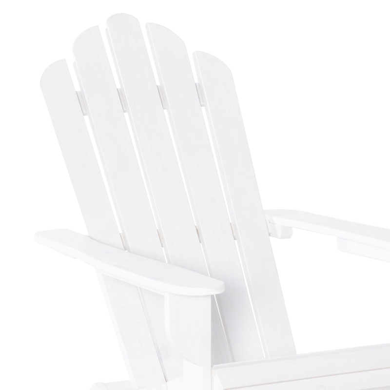 Outsunny Silla Adirondack de Madera Plegable Silla de Jardín con Reposabrazos y Respaldo Alto para Terraza Balcón Exterior Carga Max. 113 kg 73x88x93 cm Blanco