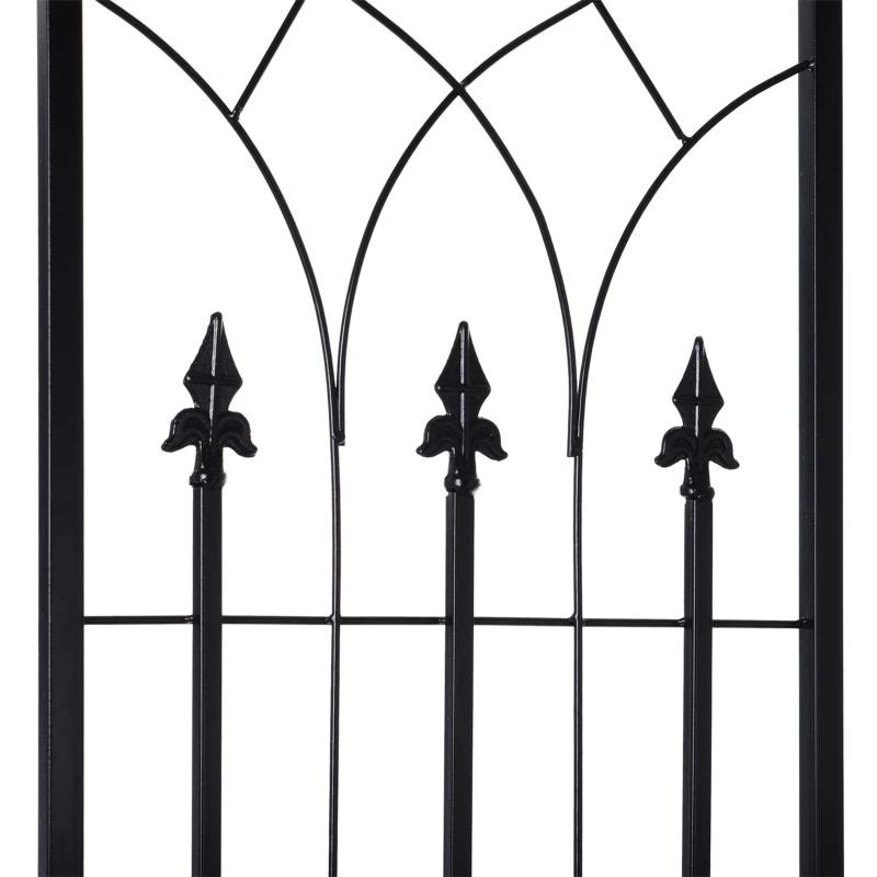 Outsunny Arco de Jardín con Puerta Enrejado de Metal 131x49x212 cm con Cerradura para Plantas Trepadoras Jardín Boda Patio al Aire Libre Color Negro Mate