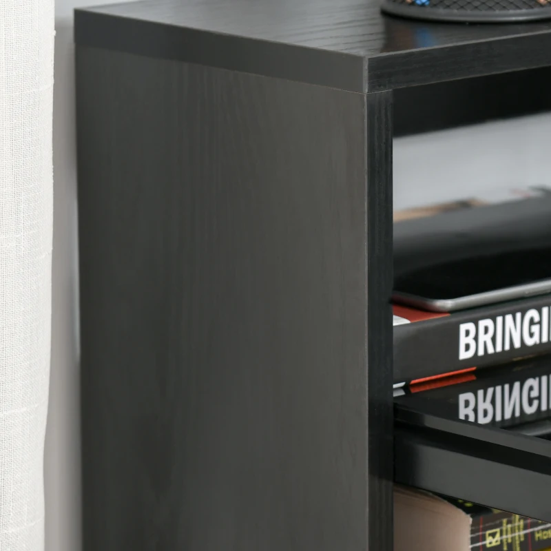 HOMCOM Computertisch im Industrie-Design, 2 Ablagen, Schreibtisch mit Tischplatte aus Glas, Glastisch, Grau + Schwarz