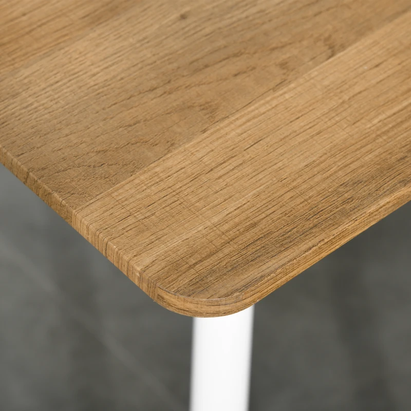 HOMCOM Set Tavolo da Pranzo con 2 Panche in Stile Nordico per Soggiorno, Salotto e Cucina, in MDF e Metallo, Bianco