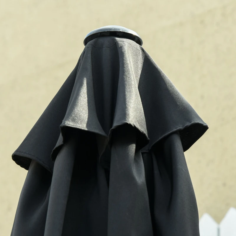Outsunny Knickschirm Sonnenschirm Gartenschirm Marktschirm mit Handkurbel Alu 180/㎡ Polyester Schwarz ∅2,6 x 2,35 m