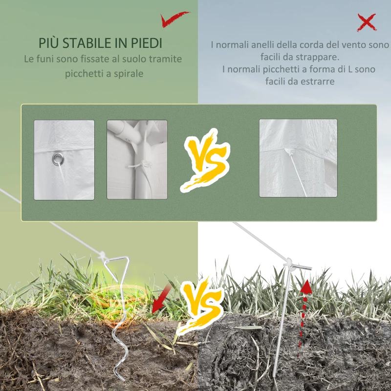 Outsunny Gazebo da Giardino per Feste con 6 Pareti Rimovibili a Zanzariera, 582x295x255cm, Bianco