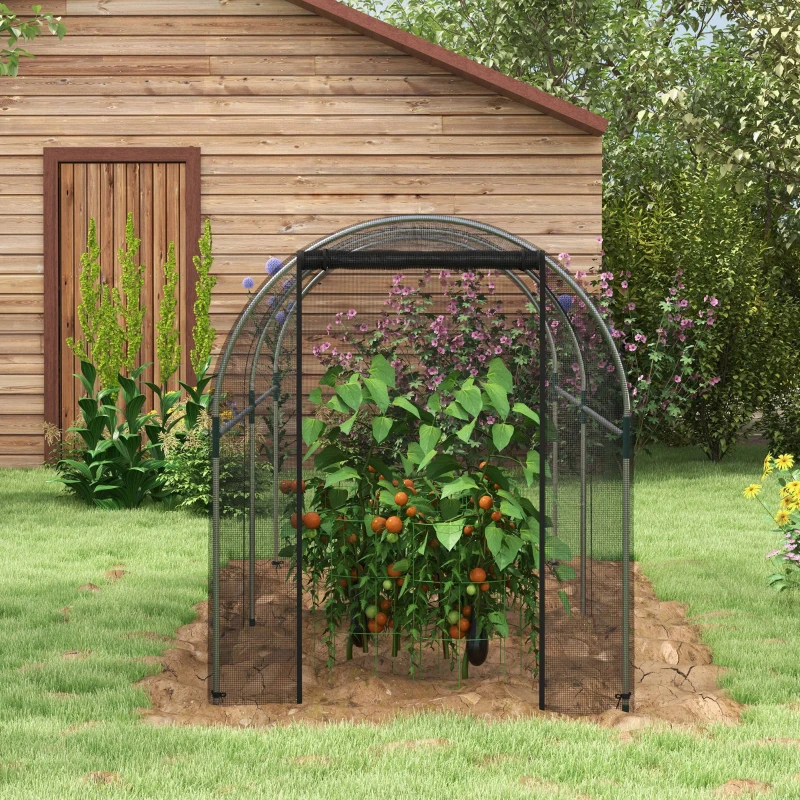 Outsunny Invernadero con Soportes Puerta con Cremallera y Anti-UV para Proteger las Plantas 120x300x146 cm Negro