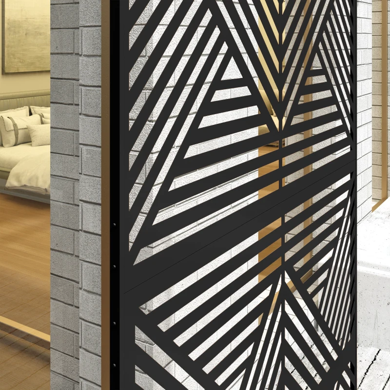 Outsunny Separé Divisorio da Esterno Decorativo e Traliccio per Rampicanti, 122x45x198 cm, Nero