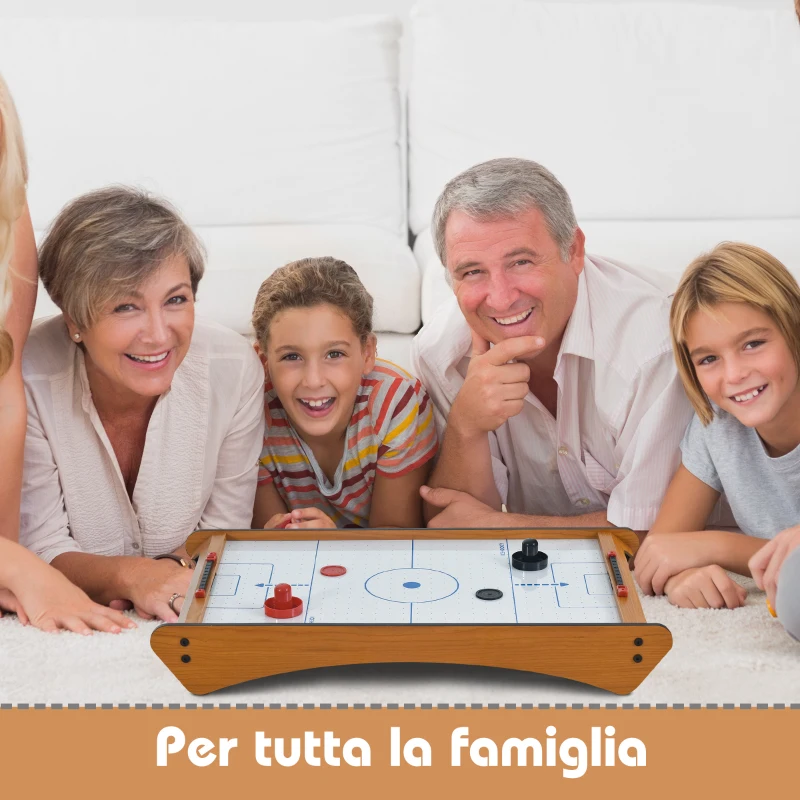 HOMCOM Tavolo Air Hockey Portatile con Ventilatore e Accessori Inclusi (Manopole, Dischetti, Segnapunti) 72.5x40x10.5cm