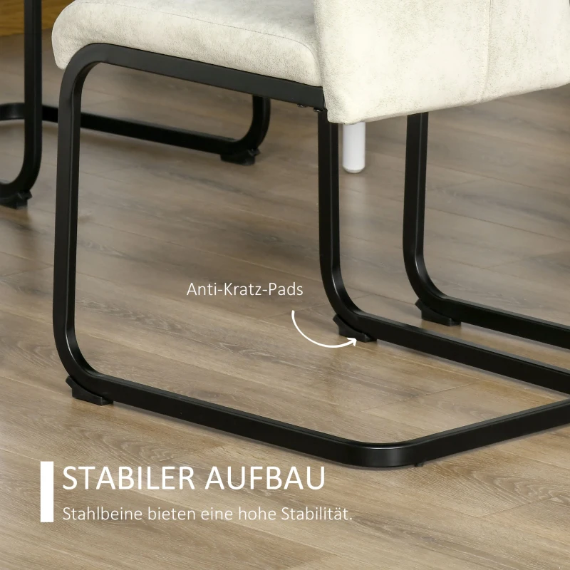 HOMCOM  4er-Set  Esszimmerstühle, Freischwinger, ergonomische Form, Beige 44 cm x 58 cm x 99 cm, Beige