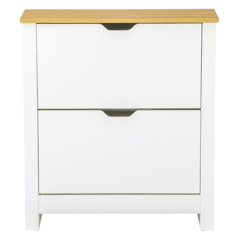 HOMCOM Scarpiera Moderna per 12 Paia Max con 2 Cassetti Regolabili e Rimovibili, in Legno, 72x26x80 cm, Bianco