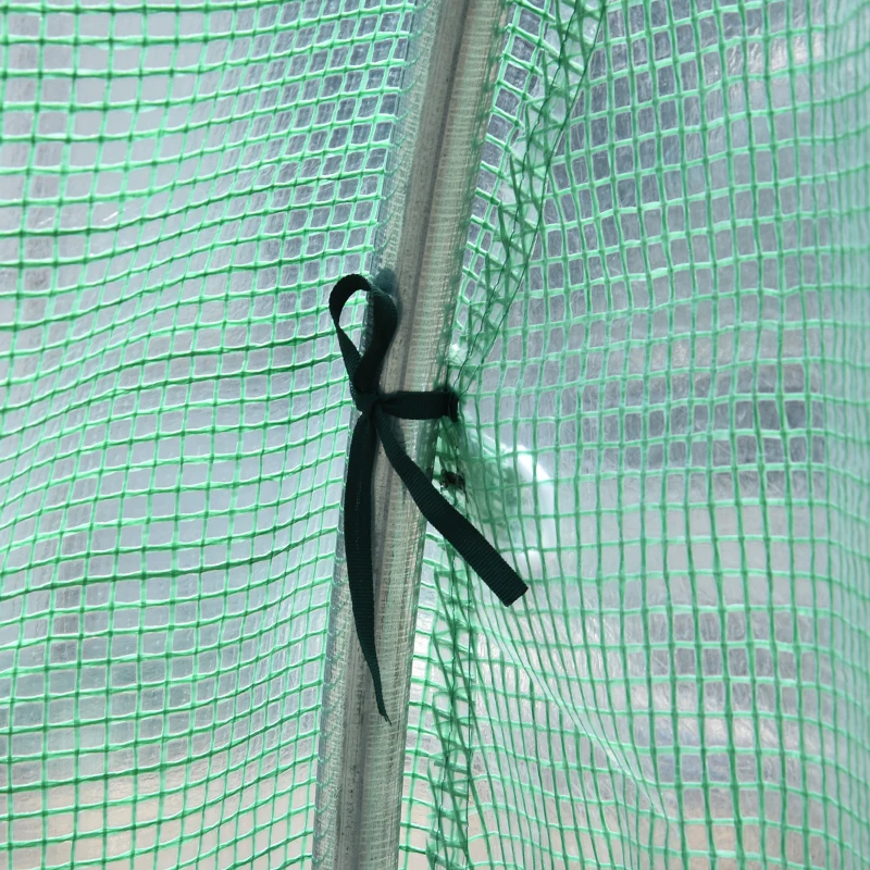 Outsunny Gewächshaus 300x195x189cm Foliengewächshaus Tomatenhaus mit Tür, 4 Fenster, Folientunnel aus verzinktem Stahl, PE, stabiles Treibhaus Pflanztunnel, inkl. Erdanker & Seilen, Grün