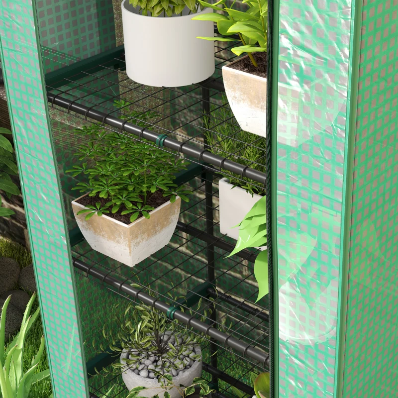 Outsunny Mini-szklarnia na kwiaty lub warzywa, stal, tworzywo sztuczne, 69 dł. x 49 szer. x 193 wys. cm, Zielona