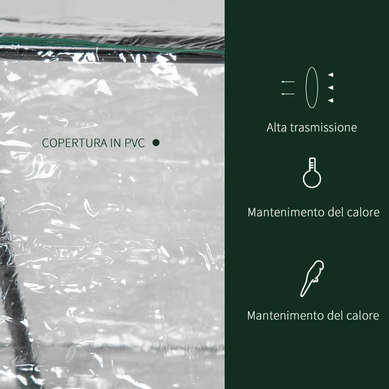 Outsunny Mini Serra da Giardino con 2 Finestre Avvolgibili e Copertura PVC Anti-UV, 120x60x60cm, Trasparente