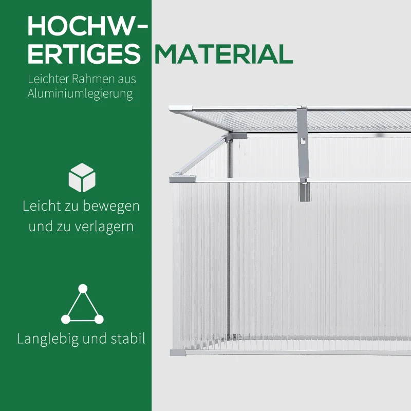 Outsunny Gewächshaus, Dachfenster, transparentes Gehäuse, Aluminiumrahmen, 180x51x51cm