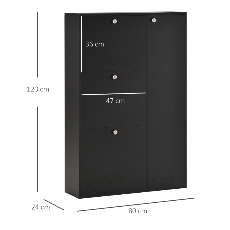 HOMCOM Scarpiera Salvaspazio Regolabile, Mobile Portascarpe con 8 Scomparti Legno 80 x 24 x 120cm Nero